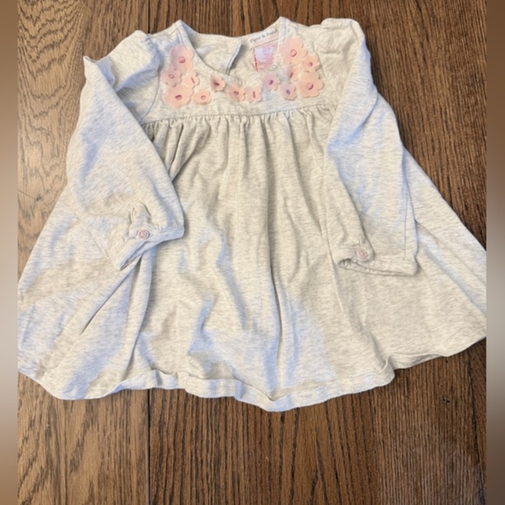 Piper & Posie Infant Long Sleeve Dress Sz 12mo  Pink Floral Details AA
